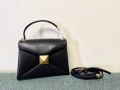 Valentino WB0K58ILK Medium One Stud Grainy Calfskin Handbag Black