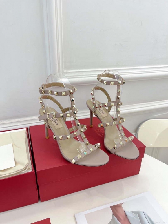 Valentino 3W2S0A27JXH Rockstud Metallic Calfskin Leather Ankle Strap Sandal 80 MM V98823