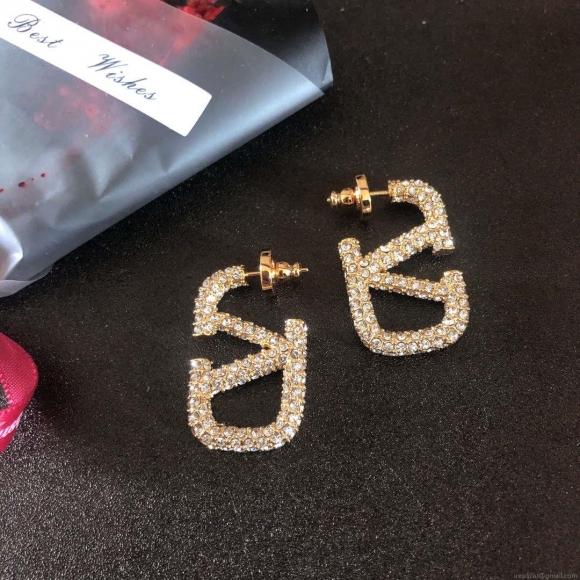 Valentino VLOGO SIGNATURE EARRINGS IN METAL AND SWAROVSKI CRYSTALS WJ0G04YCW_MH5