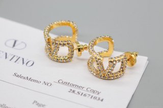 Valentino VLOGO SIGNATURE EARRINGS IN METAL AND SWAROVSKI CRYSTALS V880985