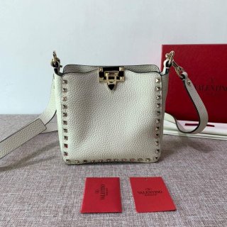 Valentino 2B0C17V Mini Rockstud Grainy Calfskin Hobo Bag 50029 Beige