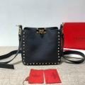 Valentino 2B0C17V Mini Rockstud Grainy Calfskin Hobo Bag 50029 Black