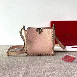 Valentino 2B0C17V Mini Rockstud Grainy Calfskin Hobo Bag 50029 Pink