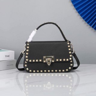 Valentino 2B0I52 Small Rockstud Grainy Calfskin Handbag 2025S Black