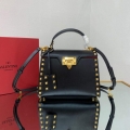 Valentino 71000 Small Rockstud Alcove Handbag In Grainy Calfskin XW2B0J71 Black