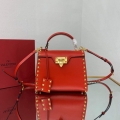 Valentino 71000 Small Rockstud Alcove Handbag In Grainy Calfskin XW2B0J71 Red