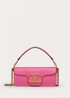 Valentino XW0B0K30 Locò Calfskin Shoulder Bag Rose Red