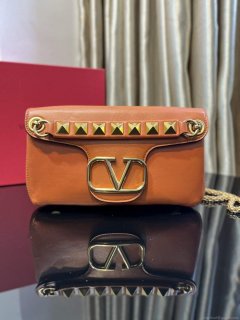 Valentino XW2B0K26 Stud Sign Nappa Shoulder Bag Tan