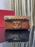 Valentino XW2B0K26 Stud Sign Nappa Shoulder Bag Brown