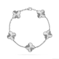 Van Cleef & Arpels Vintage Alhambra bracelet, 5 four-leaf lucky totems VCARP9XE00 White gold