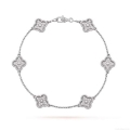 Van Cleef & Arpels Vintage Alhambra bracelet, 6 four-leaf lucky totems VCARO85700 White gold