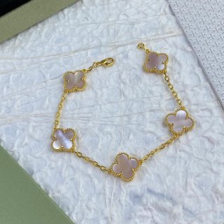 Van Cleef & Arpels Vintage Alhambra bracelet, 5 motifs Yellow gold Pink