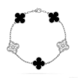 Van Cleef & Arpels Vintage Alhambra bracelet, 5 motifs VCARP2R900 White gold