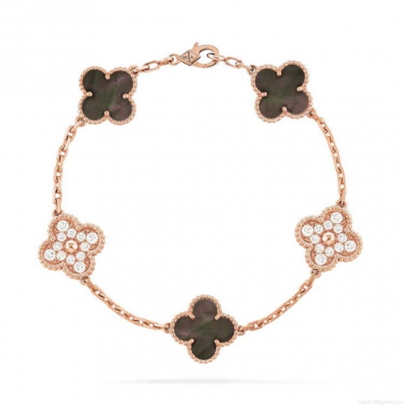 Van Cleef & Arpels Vintage Alhambra bracelet, 5 motifs VCARP2R100 Rose gold