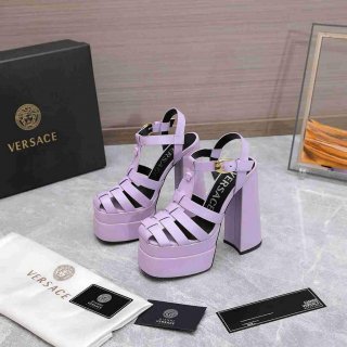 Versace 221404 Purple ‘La Medusa’ Platform Mary Jane Heels Sandals 130mm V500382