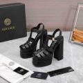 Versace 221404 Black ‘La Medusa’ Platform Mary Jane Heels Sandals 130mm V500381