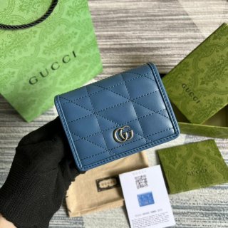 Gucci 466492 GG Marmont card case wallet in Blue