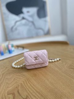 Chanel A81181 22 Spring/Summer Pearl chain belt bag pink