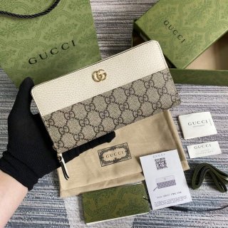 Gucci 456117 GG Marmont Zip Around Wallet White