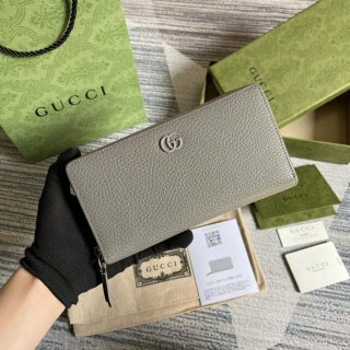 Gucci 456117 GG Marmont Leather Zip Around Wallet Dark grey