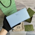 Gucci 456117 GG Marmont Leather Zip Around Wallet Pale blue