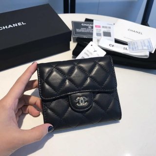 Chanel AP0231 Classic Small FLAP Wallet Lambskin Black Gold