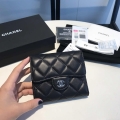 Chanel AP0231 Classic Small FLAP Wallet Lambskin Black Silver