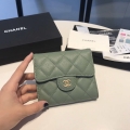 Chanel AP0231 Classic Small FLAP Wallet Calfskin Green Gold