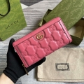 Gucci 723784 GG Matelassé Zip-Around Wallet Rose pink