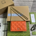 Gucci 723787 GG Matelassé Chain Wallet Orange