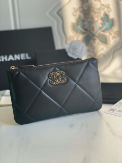 Chanel AP1059 Pouche Lambskin bag Wallet Card Holder Black