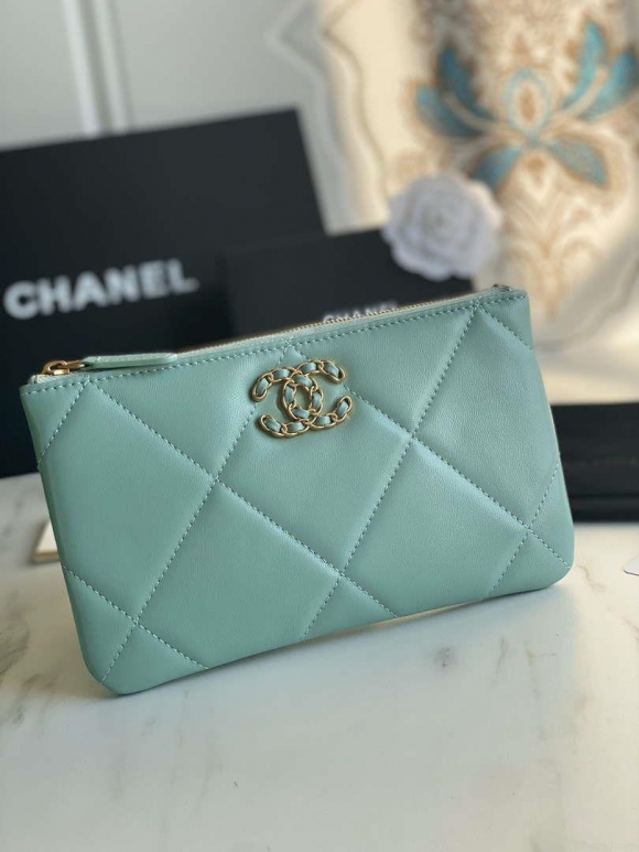 Chanel AP1059 Pouche Lambskin bag Wallet Card Holder Blue