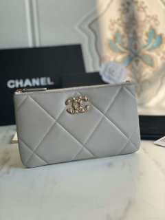 Chanel AP1059 Pouche Lambskin bag Wallet Card Holder Gray