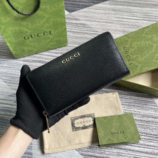 Gucci 772642 Zip Around Wallet With Gucci Script Black