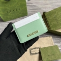 Gucci 773428 Card Case With Gucci Script Pale green