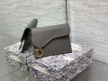 Dior S5611 Saddle Flap Card Holder Gray Grained Calfskin