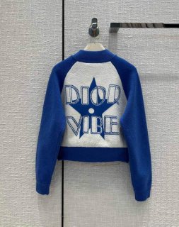 Dior 224V50 Dior Vibe Bomber Jacket Fluorescent Blue and White