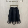 Dior 221J37 Flared Skirt in Black Tulle Tech