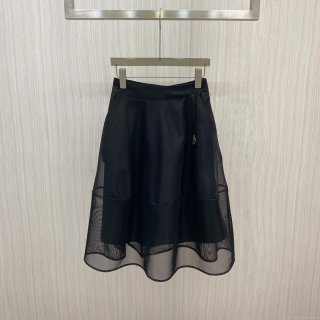 Dior 221J37 Flared Skirt in Black Tulle Tech