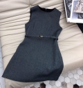 Dior 241R45 Mid Length Belted Dress Dark grey