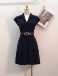 Dior 241R45 Mid Length Belted Dress Black