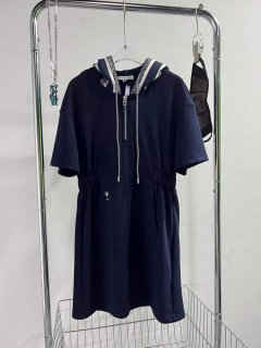 Dior 241R49 Mid Length Belted Dress Dark Blue