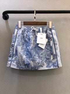 Dior 221J41 Spring/Summer Classic Print Miniskirt Blue