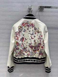 Dior 117P26 Baseball Leather Jacket Floral Print white