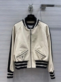 Dior 117P27 Baseball Leather Jacket white