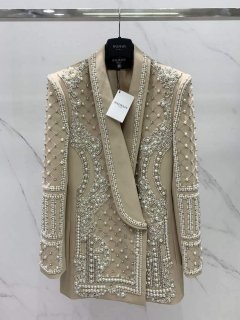 Balmain YH0UB071WB54 Women’s Fashion Clothing Pearl Blazer B73541