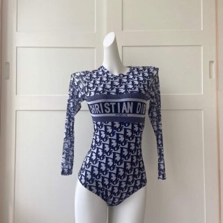 Dior Women’s Blue Dior Oblique Technical Fabric swimsuit swimming suit 38100