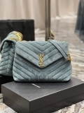 YSL 574946 Saint Laurent Loulou Medium Bag Y-Quilted Leather Blue