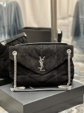 YSL 577475 Saint Laurent Puffer Medium Bag In Quilted Lambskin Leather Black