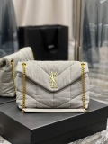 YSL 577476 Saint Laurent Puffer Small Bag In Quilted Lambskin Leather Grey